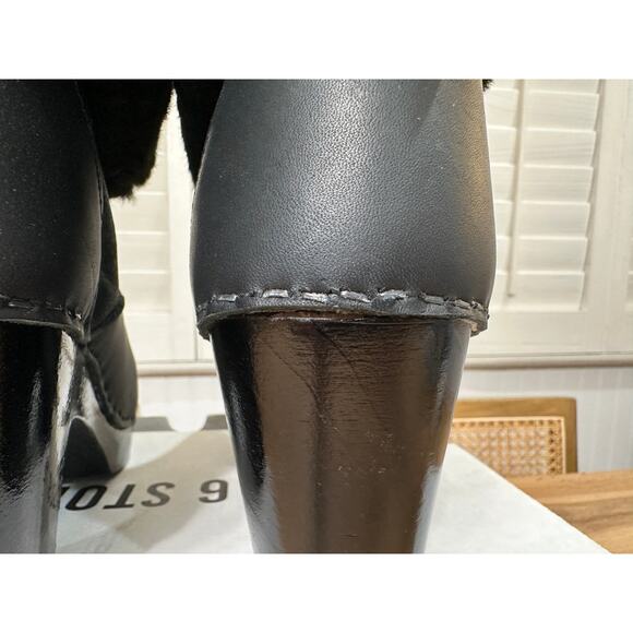 No. 6 Store Pull On Shearling Clog Booties Black Leather Size 5 US 35 EU NIB - Picture 9 of 13